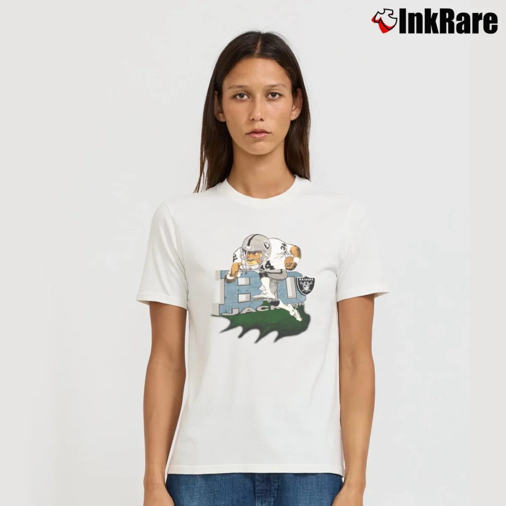 Women’s 1987 Las Vegas Raiders Nfl Bo Jackson T-Shirt in white | Soft, Flattering Fit