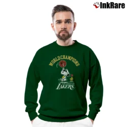 Men’s 1987 Los Angeles Lakers Snoopy Championship Crewneck Sweatshirt in forest green | Cozy Fabric, Clean Style