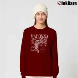 Women’s 1987 Madonna Who's That Girl Tour Long-Sleeve Top in maroon | Sleek, Versatile, All-Season
