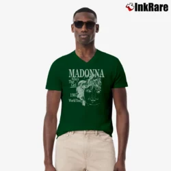 Men’s 1987 Madonna Who's That Girl Tour V-Neck Tee in forest green | Sharp, Breathable, Everyday Staple