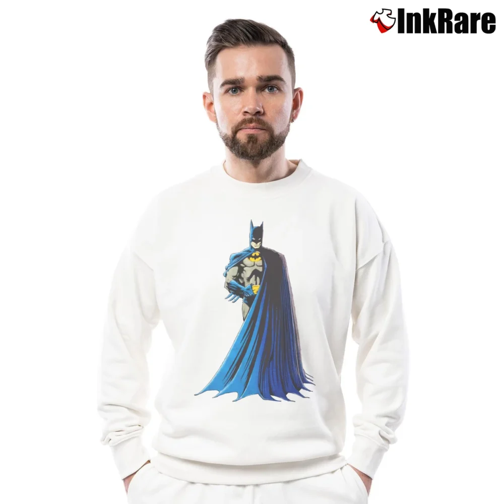 Men’s 1988 Batman Movie Promo Jack Nicholson Michael Keaton Crewneck Sweatshirt in white | Cozy Fabric, Clean Style