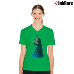 Women’s 1988 Batman Movie Promo Jack Nicholson Michael Keaton V-Neck Tee in irish green | Chic Neckline, Soft Texture