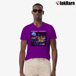 Men’s 1988 Cat Caterpillar Diesel Power V-Neck Tee in purple | Sharp, Breathable, Everyday Staple