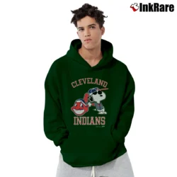 Men’s 1988 Cleveland Indians Snoopy MLB Baseball Pullover Hoodie in forest green | Cozy, Durable, Modern Fit