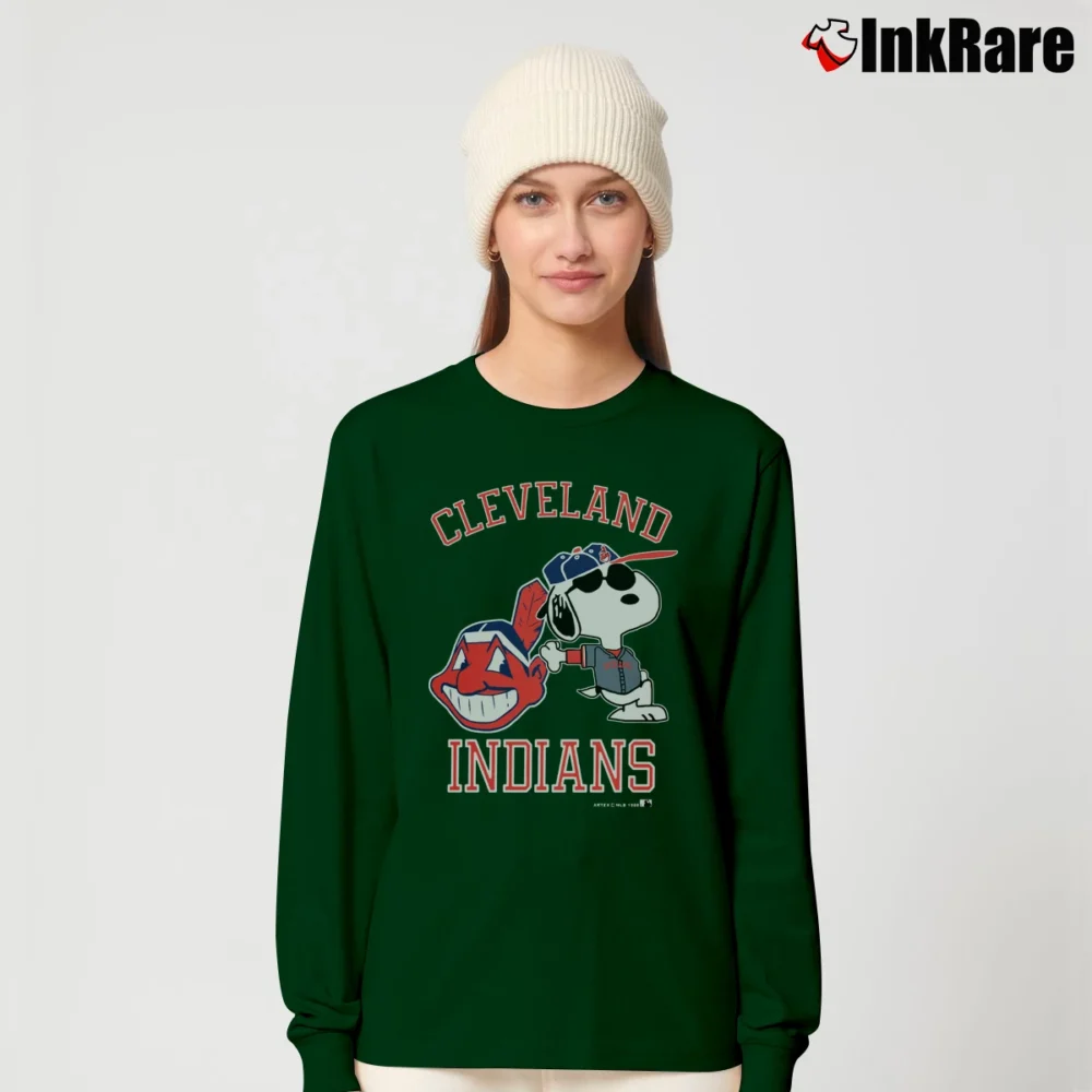 Women’s 1988 Cleveland Indians Snoopy MLB Baseball Long-Sleeve Top in forest green | Sleek, Versatile, All-Season