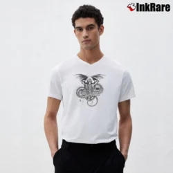 Men’s 1988 Harley Davidson Dragon Motorcycle V-Neck Tee in white | Sharp, Breathable, Everyday Staple