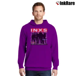 Men’s 1988 INXS Kick Tour Concert Band Pullover Hoodie in purple | Cozy, Durable, Modern Fit