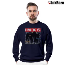 Men’s 1988 INXS Kick Tour Concert Band Crewneck Sweatshirt in navy | Cozy Fabric, Clean Style