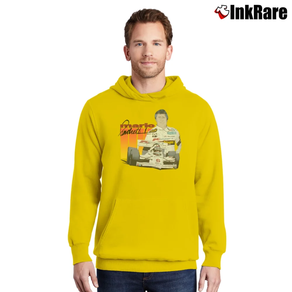 Men’s 1988 Mario Andretti Nascar Pullover Hoodie in yellow | Cozy, Durable, Modern Fit