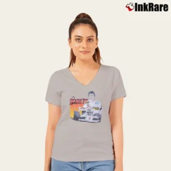 Women’s 1988 Mario Andretti Nascar V-Neck Tee in sport grey | Chic Neckline, Soft Texture