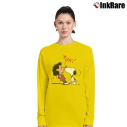 Women’s 1988 Snoopy Kissing Lucy Peanuts Gang Long-Sleeve Top in yellow | Sleek, Versatile, All-Season