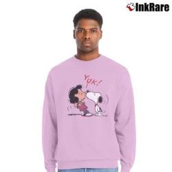 Men’s 1988 Snoopy Kissing Lucy Peanuts Gang Crewneck Sweatshirt in light pink | Cozy Fabric, Clean Style