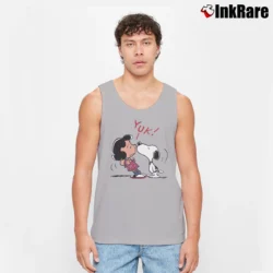 Men’s 1988 Snoopy Kissing Lucy Peanuts Gang Tank Top in sport grey | Breathable, Active-Friendly Design