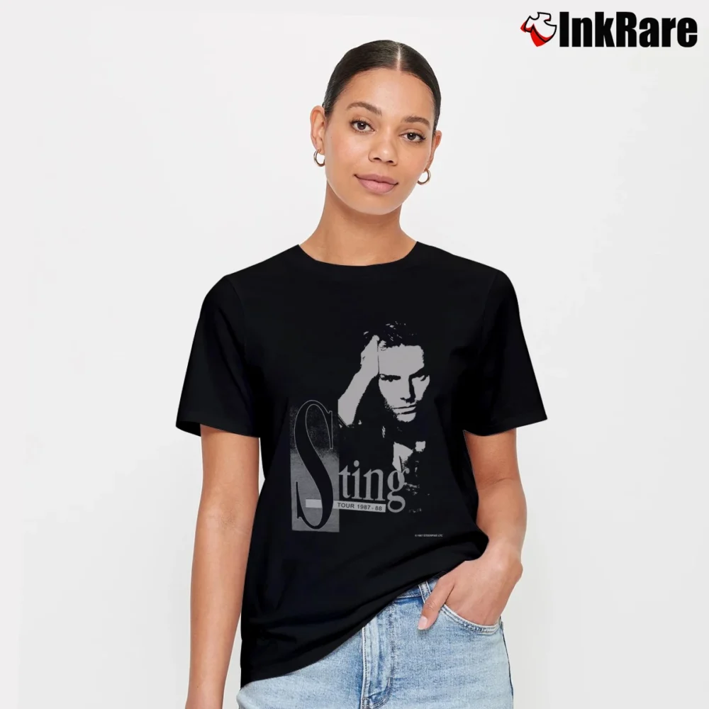 Women’s 1988 Sting Sun Tour Concert Music Signature T-Shirt in black | Soft, Flattering Fit
