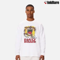 Men’s 1988 Tasmanian Devil Party Inside 80s Taz Looney Tunes Long-Sleeve Shirt in white | Sleek, Lightweight, Year-Round Wear