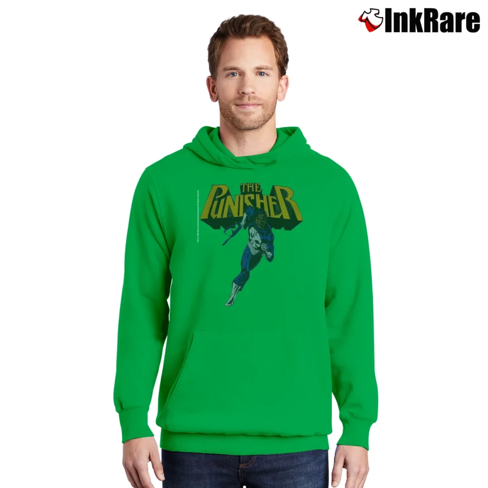 Men’s 1988 The Punisher Marvel Comics 80s Superhero Pullover Hoodie in irish green | Cozy, Durable, Modern Fit