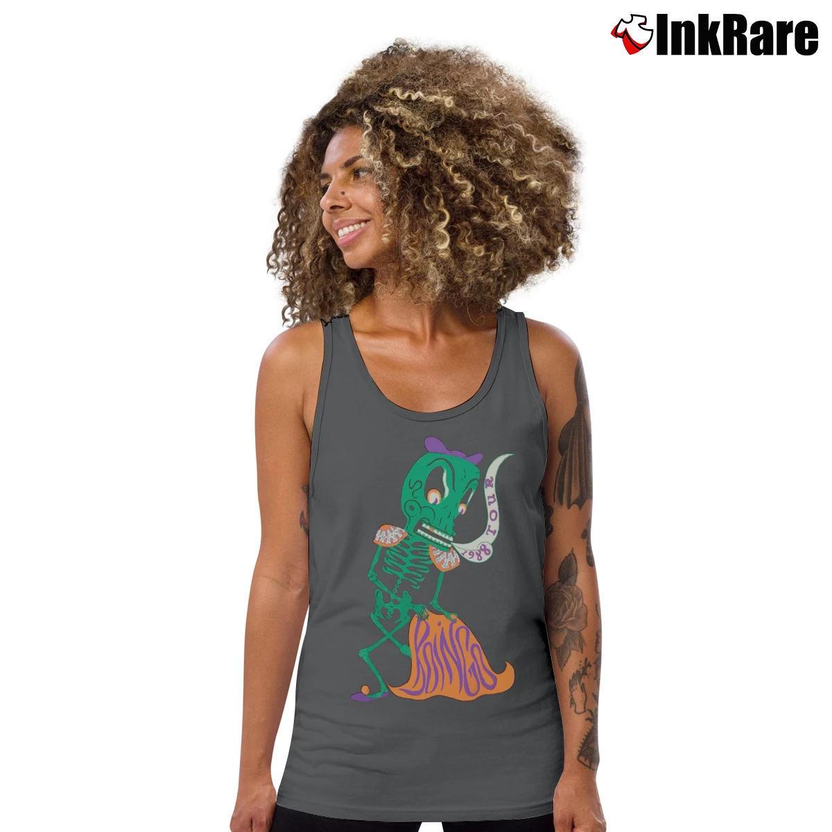 Women’s 1988 vintage oingo boingo Tank Top in charcoal | Lightweight, Movement-Friendly