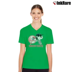 Women’s 1988 Yankees Fanatic Snoopy V-Neck Tee in irish green | Chic Neckline, Soft Texture