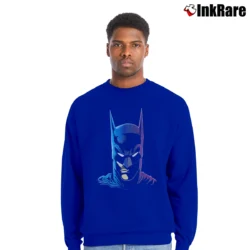 Men’s 1989 Batman Face Graphic DC Comics Crewneck Sweatshirt in royal blue | Cozy Fabric, Clean Style