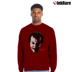 Men’s 1989 Batman Jack Nicholson Joker Crewneck Sweatshirt in maroon | Cozy Fabric, Clean Style