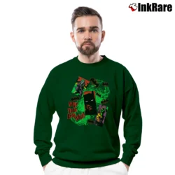 Men’s 1989 Batman Joker Take Your Best Shot Retro Crewneck Sweatshirt in forest green | Cozy Fabric, Clean Style