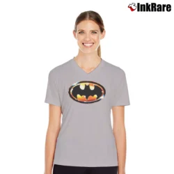 Women’s 1989 DC Comics Batman Emblem Logo Graphic V-Neck Tee in sport grey | Chic Neckline, Soft Texture