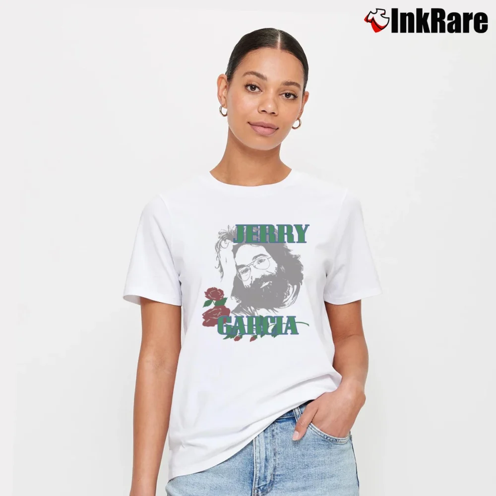 Women’s 1989 Jerry Garcia Band Tour Grateful Dead Distressed Signature T-Shirt in white | Soft, Flattering Fit