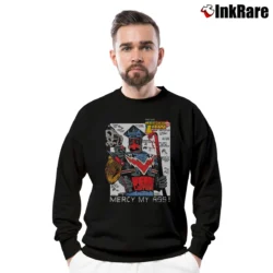 Men’s 1989 Marshal Law Kevin O'Neill Pat Mills UK Comic Superhero Crossover Crewneck Sweatshirt in black | Cozy Fabric, Clean Style
