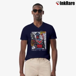 Men’s 1989 Marshal Law Kevin O'Neill Pat Mills UK Comic Superhero Crossover V-Neck Tee in navy | Sharp, Breathable, Everyday Staple