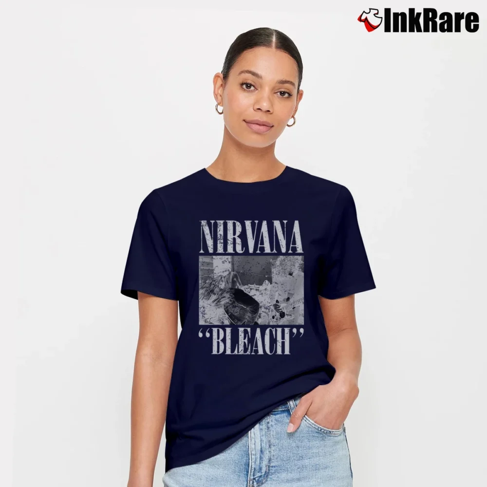 Women’s 1989 Nirvana Bleach Sub Pop Promo Signature T-Shirt in navy | Soft, Flattering Fit