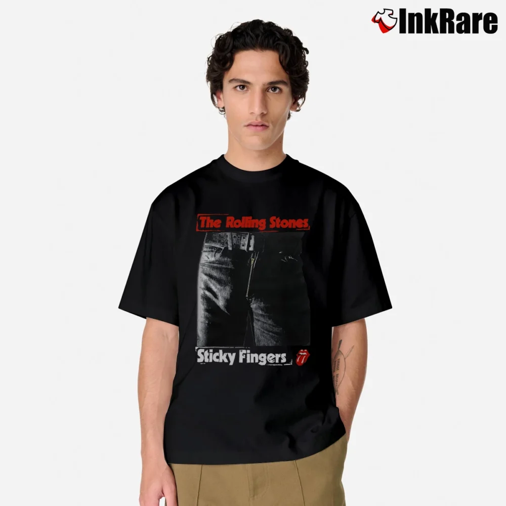 Men’s 1989 Rolling Stones Steel Wheels Sticky Fingers Classic T-Shirt in black | Soft, Breathable Everyday Wear