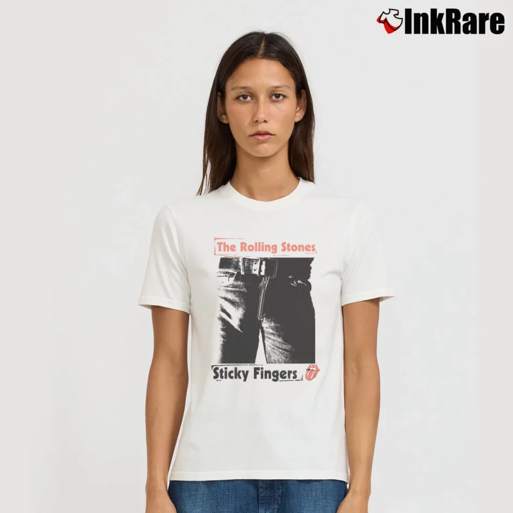 Women’s 1989 Rolling Stones Steel Wheels Sticky Fingers White Signature T-Shirt in white | Soft, Flattering Fit