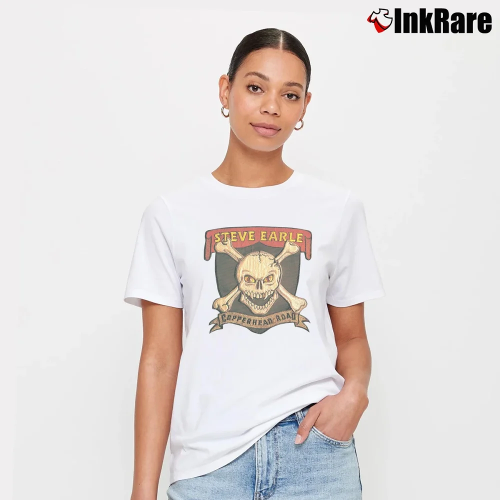 Women’s 1989 Steve Earle Copperhead Road Promo Signature T-Shirt in white | Soft, Flattering Fit