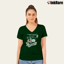 Women’s 1989 Sylvester And Tweety Looney Tunes Warner Bros V-Neck Tee in forest green | Chic Neckline, Soft Texture