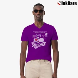 Men’s 1989 Sylvester And Tweety Looney Tunes Warner Bros V-Neck Tee in purple | Sharp, Breathable, Everyday Staple