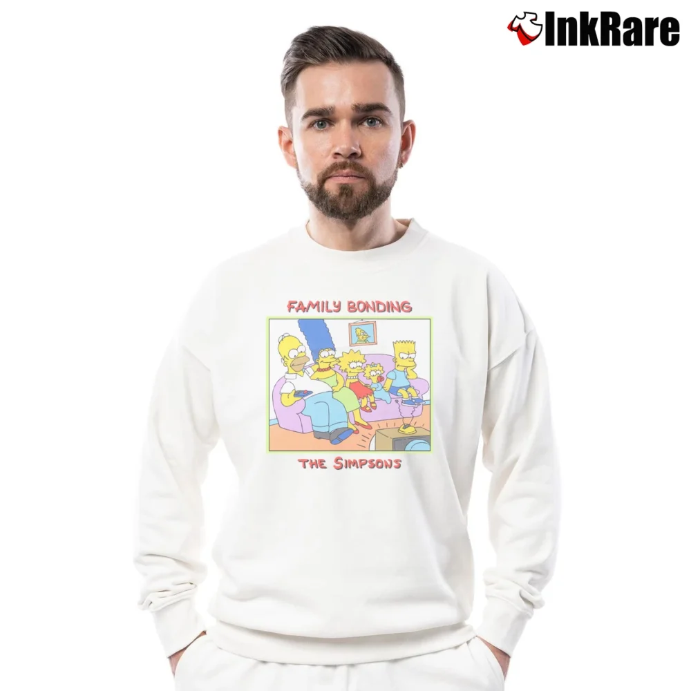 Men’s 1989 The Simpsons Family Bonding Crewneck Sweatshirt in white | Cozy Fabric, Clean Style