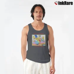 Men’s 1989 The Simpsons Family Bonding Tank Top in charcoal | Breathable, Active-Friendly Design
