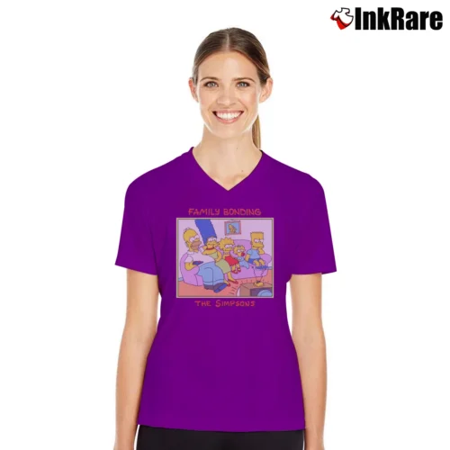 1989 The Simpsons Family Bonding Women’s V-Neck Tee in purple – Flattering Fit Women’s 1989 The Simpsons Family Bonding V-Neck Tee in purple | Chic Neckline, Soft Texture