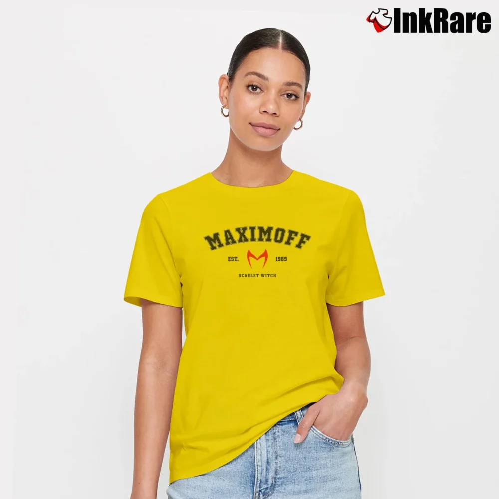 Women’s 1989 Wanda Maximoff Scarlet Witch Marvel Tv Series Signature T-Shirt in yellow | Soft, Flattering Fit
