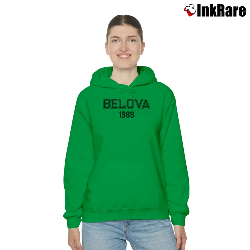 Women’s 1989 Yelena Belova Black Widow Avengers Marvel Cozy Hoodie in irish green | Warm, Structured, Stylish