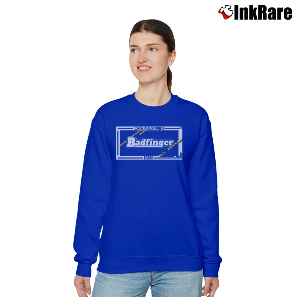 Women’s 1990 Badfinger Power Pop Rock Band Relaxed Sweatshirt in royal blue | Soft, Laid-Back Vibe