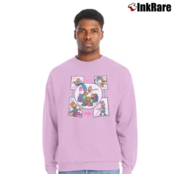 Men’s 1990 Bart Knows Everything Skateboarding Bartman Surfing Promo Crewneck Sweatshirt in light pink | Cozy Fabric, Clean Style