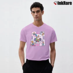 Men’s 1990 Bart Knows Everything Skateboarding Bartman Surfing Promo V-Neck Tee in light pink | Sharp, Breathable, Everyday Staple