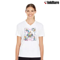 Women’s 1990 Bart Knows Everything Skateboarding Bartman Surfing Promo V-Neck Tee in white | Chic Neckline, Soft Texture