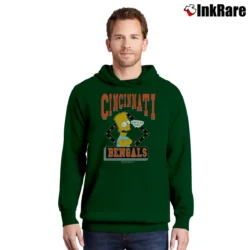 Men’s 1990 Bart Simpson Cincinnati Bengals 90s Simpsons Pullover Hoodie in forest green | Cozy, Durable, Modern Fit