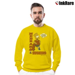 Men’s 1990 Bart Simpson Nebraska Cornhuskers Football Simpsons Crewneck Sweatshirt in yellow | Cozy Fabric, Clean Style