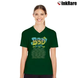 Women’s 1990 Bell Biv Devoe Rap V-Neck Tee in forest green | Chic Neckline, Soft Texture