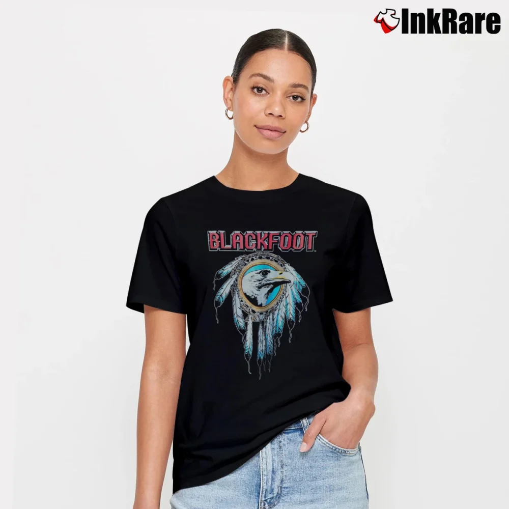 Women’s 1990 Blackfoot Southern Rock Tour Concert Signature T-Shirt in black | Soft, Flattering Fit