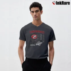 Men’s 1990 Cincinnati Reds World Series V-Neck Tee in charcoal | Sharp, Breathable, Everyday Staple