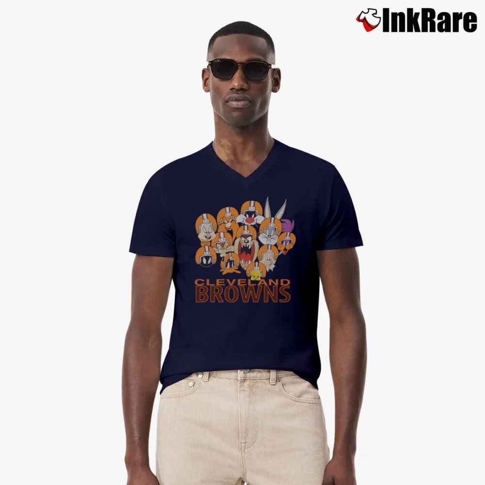 Men’s 1990 Cleveland Browns Looney Tunes Cartoon V-Neck Tee in navy | Sharp, Breathable, Everyday Staple